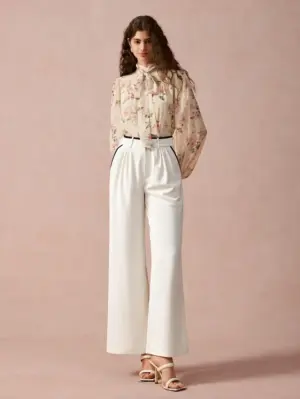 Women’s Apricot Contrast Trim Straight Leg Pants